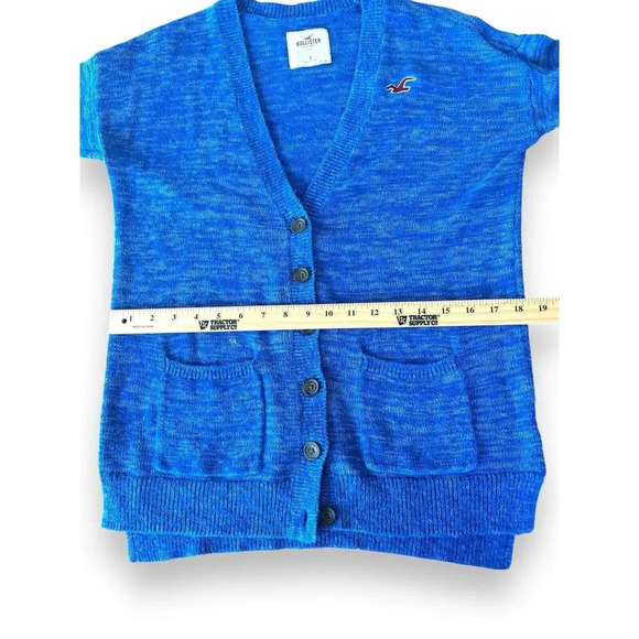 Hollister Women's Blue Knit Long Line Open Front Cardigan Sweater Size Small - Picture 11 of 13